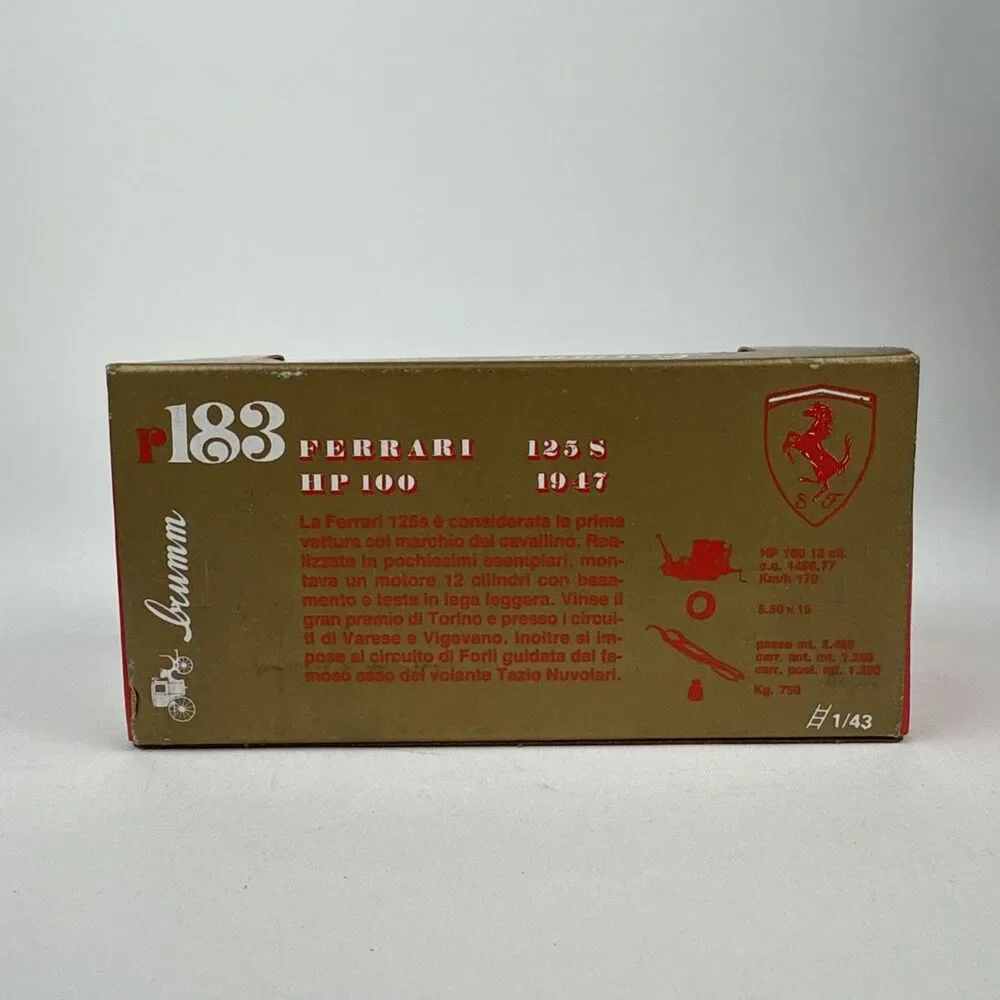 Brumm Models 1:43 Scale R183 - 1947 Ferrari 125S HP100 Red #21
